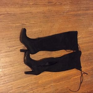Thigh high faux suede boots